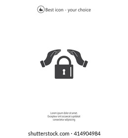 hand over the lock, vector icon