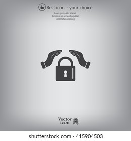 hand over the lock, vector icon