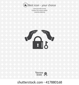 hand over the lock, vector icon