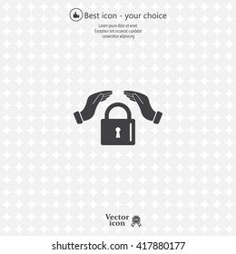 hand over the lock, vector icon