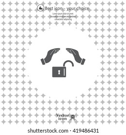 hand over the lock, vector icon
