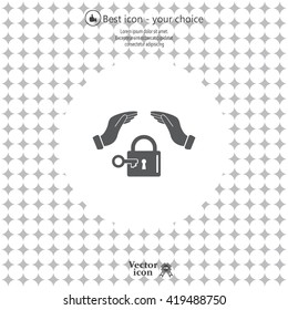 hand over the lock, vector icon