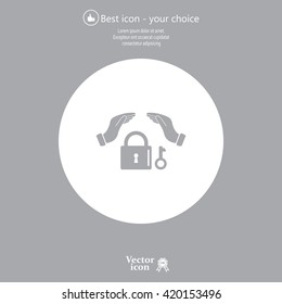 hand over the lock, vector icon