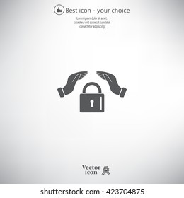 hand over the lock, vector icon