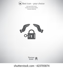 hand over the lock, vector icon