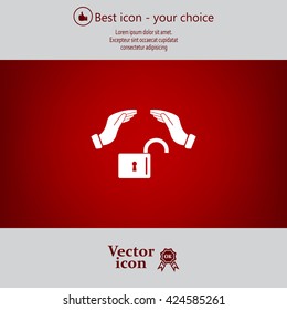 hand over the lock, vector icon