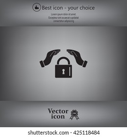 hand over the lock, vector icon
