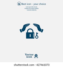 hand over the lock, vector icon