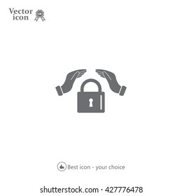 hand over the lock, vector icon