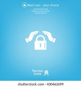 hand over the lock, vector icon