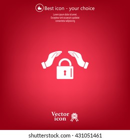 hand over the lock, vector icon