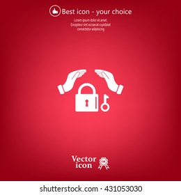 hand over the lock, vector icon