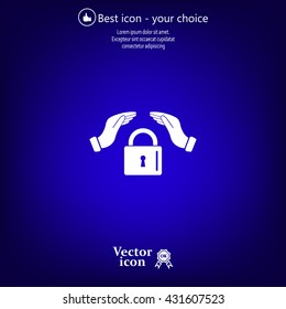 hand over the lock, vector icon