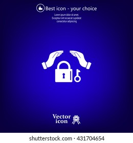 hand over the lock, vector icon