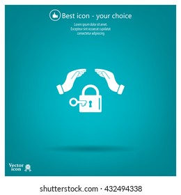 hand over the lock, vector icon