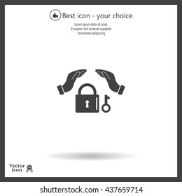 hand over the lock, vector icon