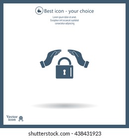 hand over the lock, vector icon