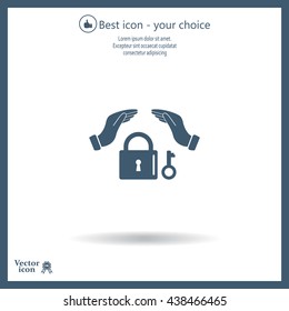 hand over the lock, vector icon
