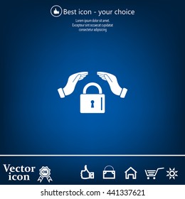 hand over the lock, vector icon