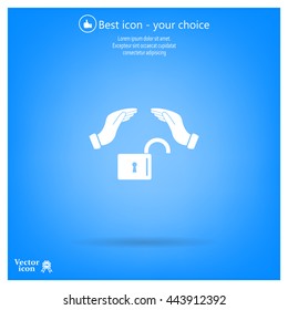 hand over the lock, vector icon