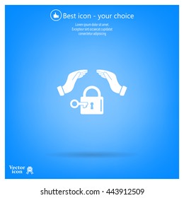 hand over the lock, vector icon