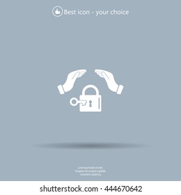 hand over the lock, vector icon