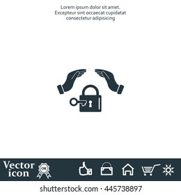 hand over the lock, vector icon