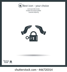 hand over the lock, vector icon