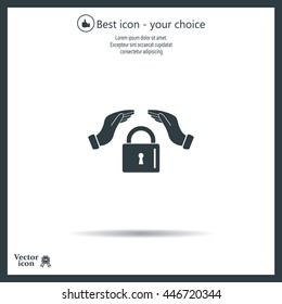 hand over the lock, vector icon