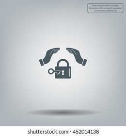 hand over the lock, vector icon