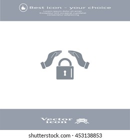 hand over the lock, vector icon