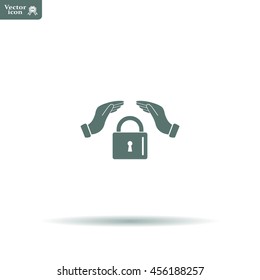 hand over the lock, vector icon