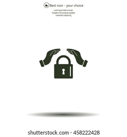 hand over the lock, vector icon