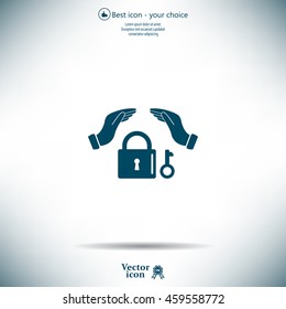 hand over the lock, vector icon