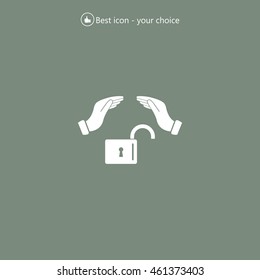 hand over the lock, vector icon