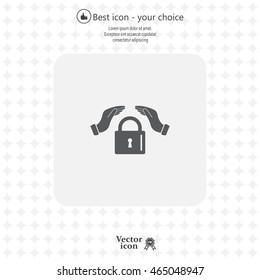 hand over the lock, vector icon