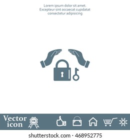 hand over the lock, vector icon