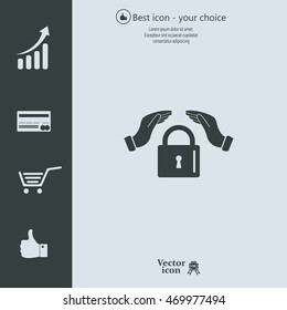 hand over the lock, vector icon
