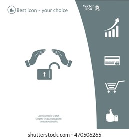 hand over the lock, vector icon