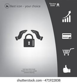 hand over the lock, vector icon