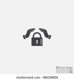 hand over the lock, vector icon