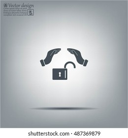 hand over the lock, vector icon