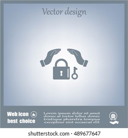 hand over the lock, vector icon