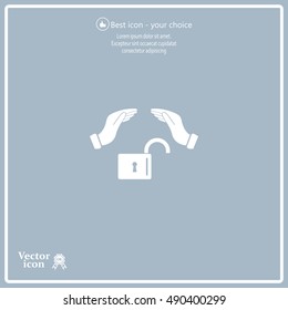 hand over the lock, vector icon