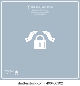 hand over the lock, vector icon