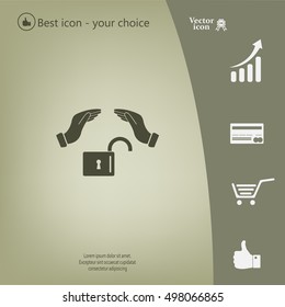 hand over the lock, vector icon