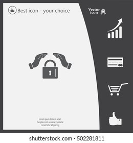 hand over the lock, vector icon