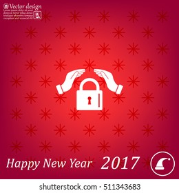 hand over the lock, vector icon