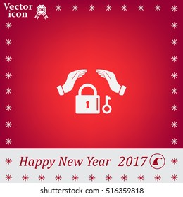 hand over the lock, vector icon