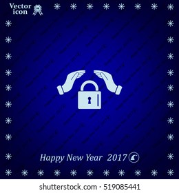 hand over the lock, vector icon